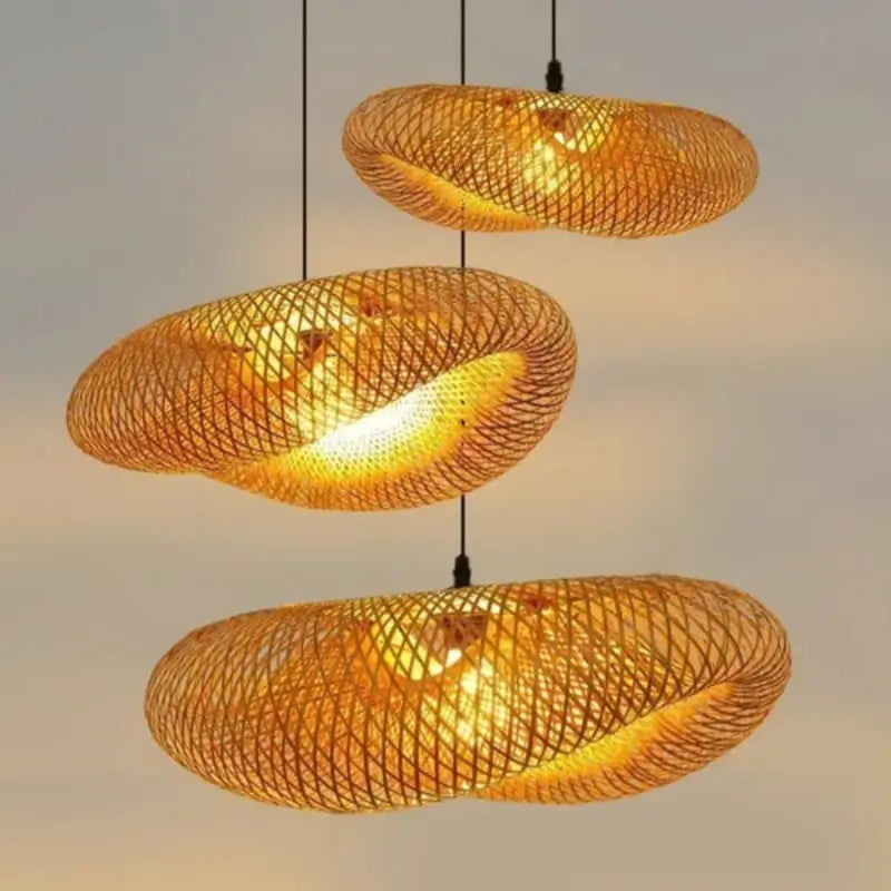 Luminária de Teto Pendente de Bambu 60cm Rattan - Ilúmine Decor