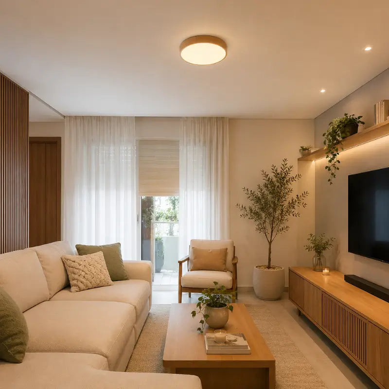 Luminária de Teto Plafon LED Redondo Efeito Céu Estrelado 3 Tons de Luz - Ilúmine Decor