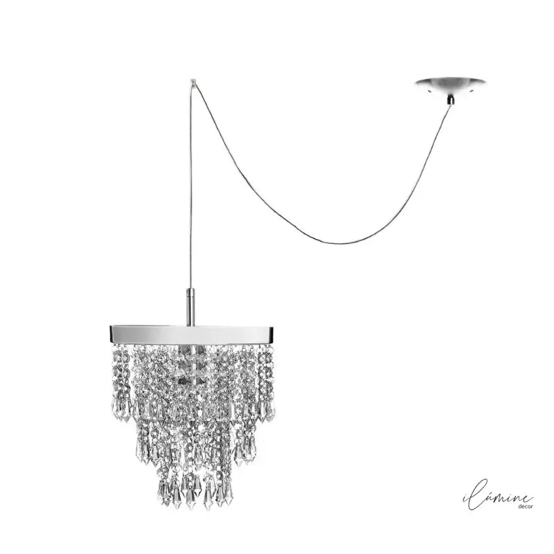 Pendente de Teto em Cristal Ajustável com Fio Deslocável - Ilúmine Decor