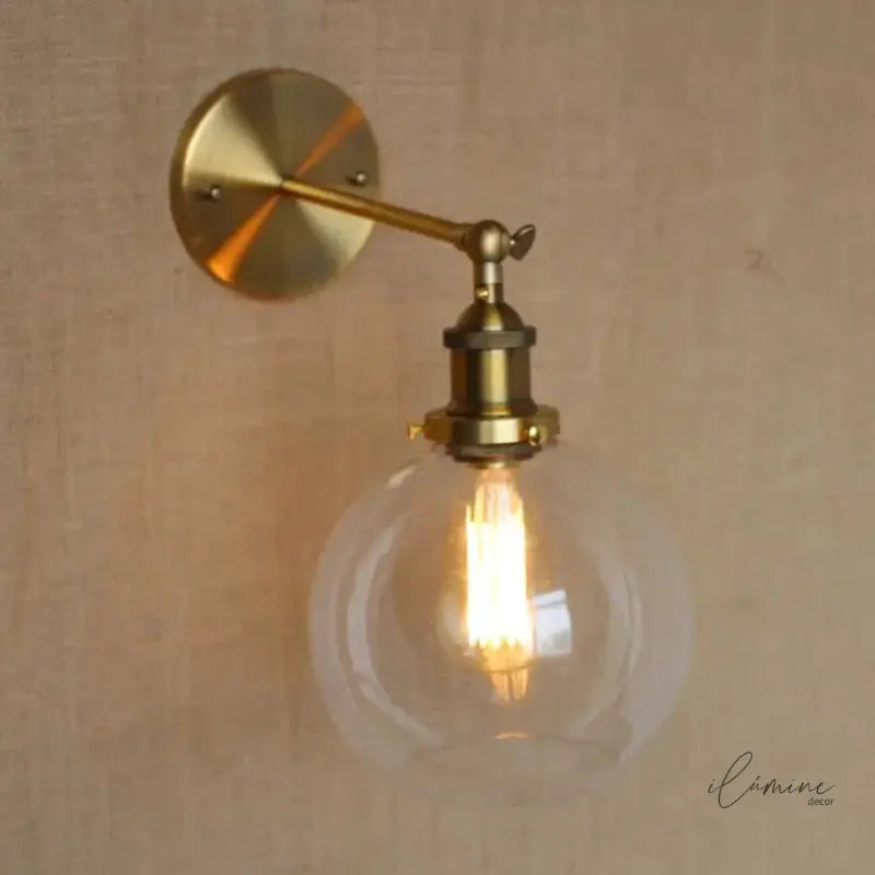 Arandela Industrial Dourada Metal e Vidro - Ilúmine Decor