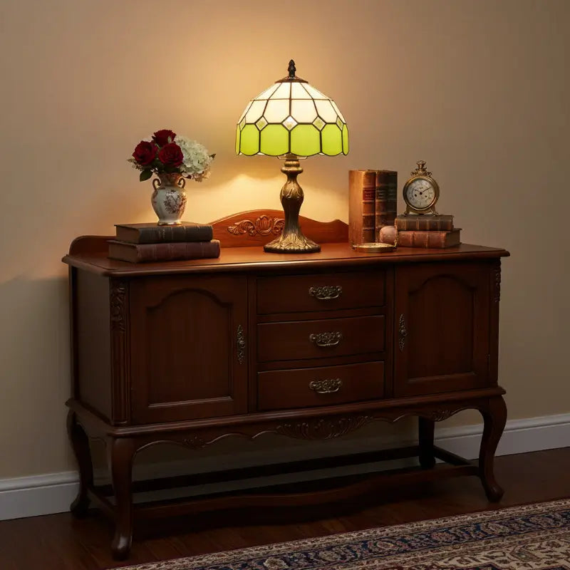 Abajur de Mesa Premium Vidro e Metal Estilo Tiffany Nórdico - Ilúmine Decor