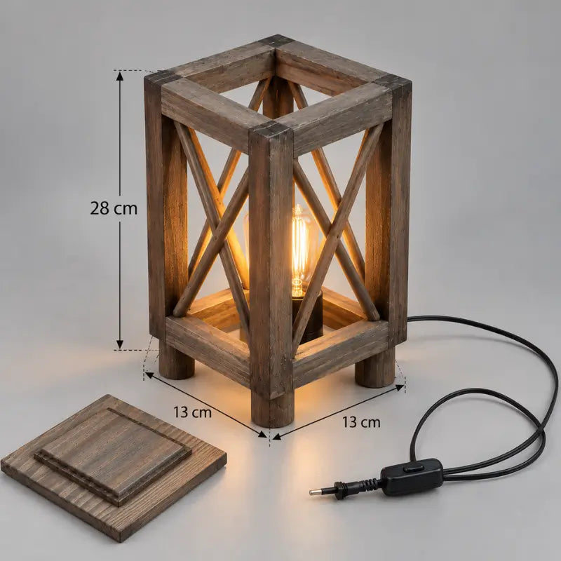 Luminária de Mesa Rústico em Madeira para Cabeceira