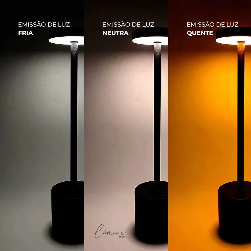 Luminária de Mesa Sem fio Dimerizável - Ilúmine Decor
