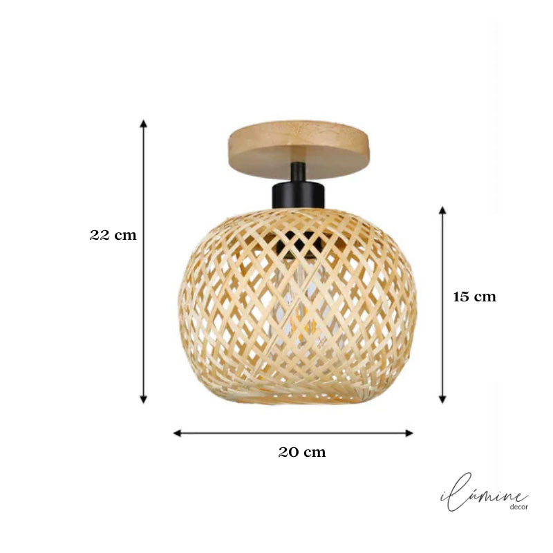 Luminária de Teto Rattan Fibras Naturais - Ilúmine Decor