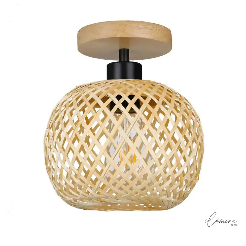 Luminária de Teto Rattan Fibras Naturais - Ilúmine Decor