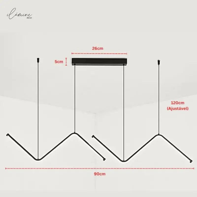 Lustre Pendente Para Sala 90cm - Hoffa - Ilúmine Decor