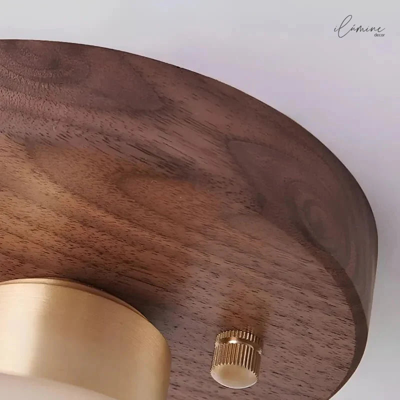 Luminária de Teto Sofisticada Vidro e Madeira - Ilúmine Decor