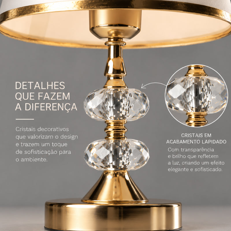 Abajur Dourado 3 Tons de luz Touch - Ilumine Decor