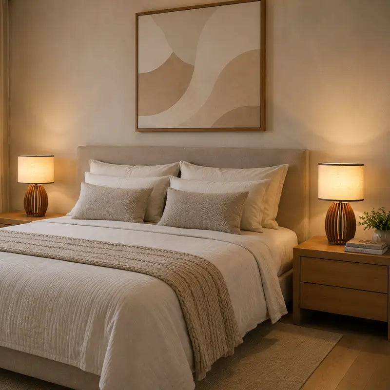 Abajur Para Quarto Cúpula de Linho -  Ilúmine Decor