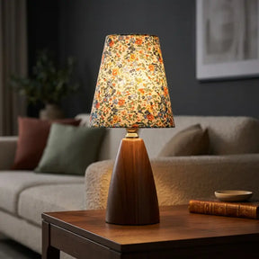 Abajur de Mesa Cúpula de Tecido Floral Clássico - Ilúmine Decor