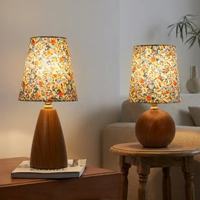 Abajur de Mesa Cúpula de Tecido Floral Clássico - Ilúmine Decor