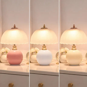 Abajur de Mesa Luxo em Cerâmica e Vidro 3 Tons de Luz para Quarto - Ilúmine Decor