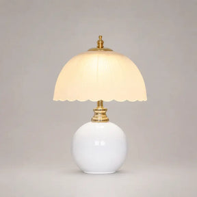 Abajur de Mesa Luxo em Cerâmica e Vidro 3 Tons de Luz para Quarto - Ilúmine Decor