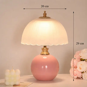 Abajur de Mesa Luxo em Cerâmica e Vidro 3 Tons de Luz para Quarto - Ilúmine Decor