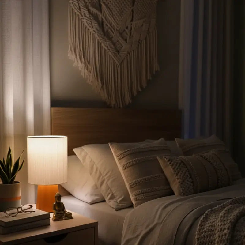 Abajur de Mesa Minimalista Cúpula de Linho - Ilúmine Decor