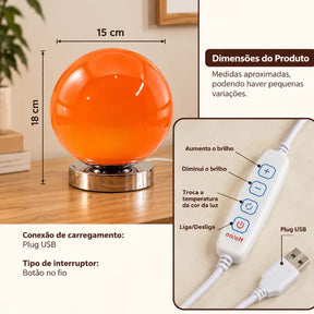 Abajur de Mesa Retro com Cpula de Vidro Murano e 3 Tons de Luz