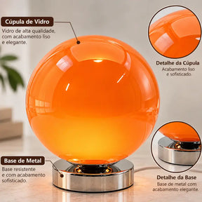 Abajur de Mesa Retro com Cpula de Vidro Murano e 3 Tons de Luz