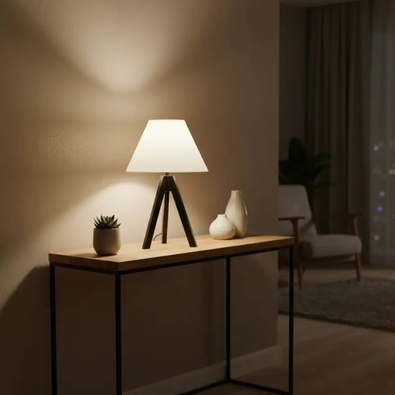 Abajur de Mesa em Madeira Tripé para Quarto - Ilúmine Decor