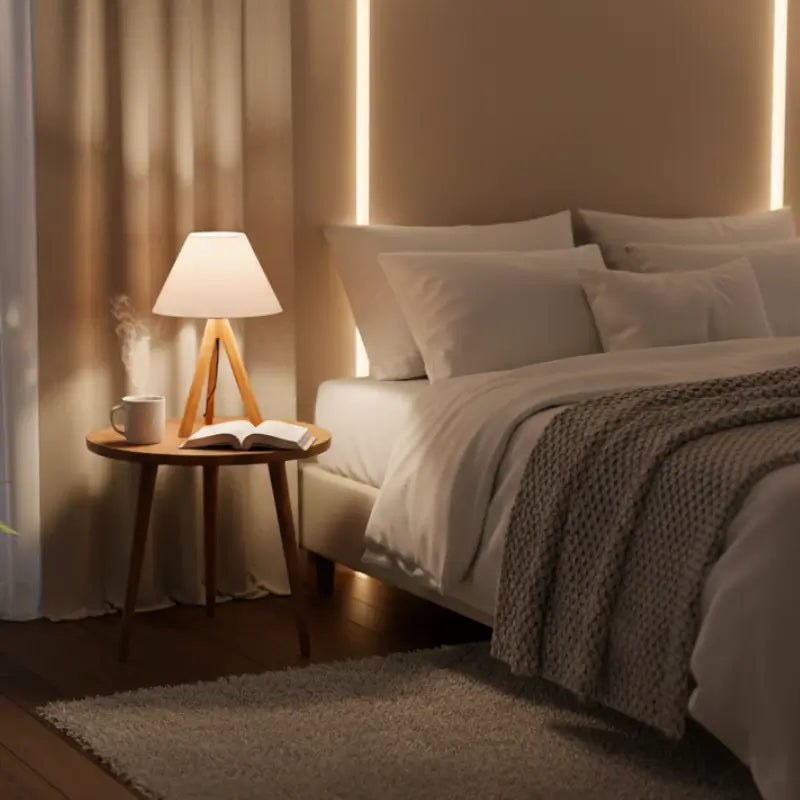 Abajur de Mesa em Madeira Tripé para Quarto - Ilúmine Decor