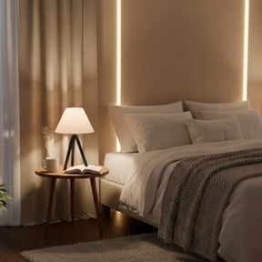 Abajur de Mesa em Madeira Tripé para Quarto - Ilúmine Decor