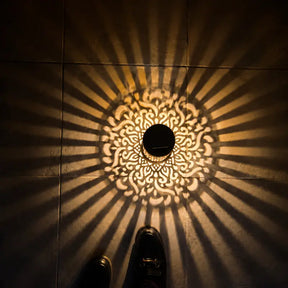 Arandela Solar LED Mandala Luz Quente IP65 para Jardim - Ilúmine Decor