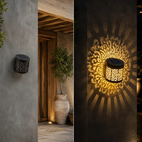Arandela Solar LED Mandala Luz Quente IP65 para Jardim - Ilúmine Decor