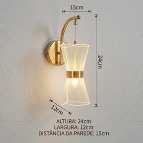 Arandela de Parede Dourada 3 Cores de Luz Bivolt - Ilúmine Decor