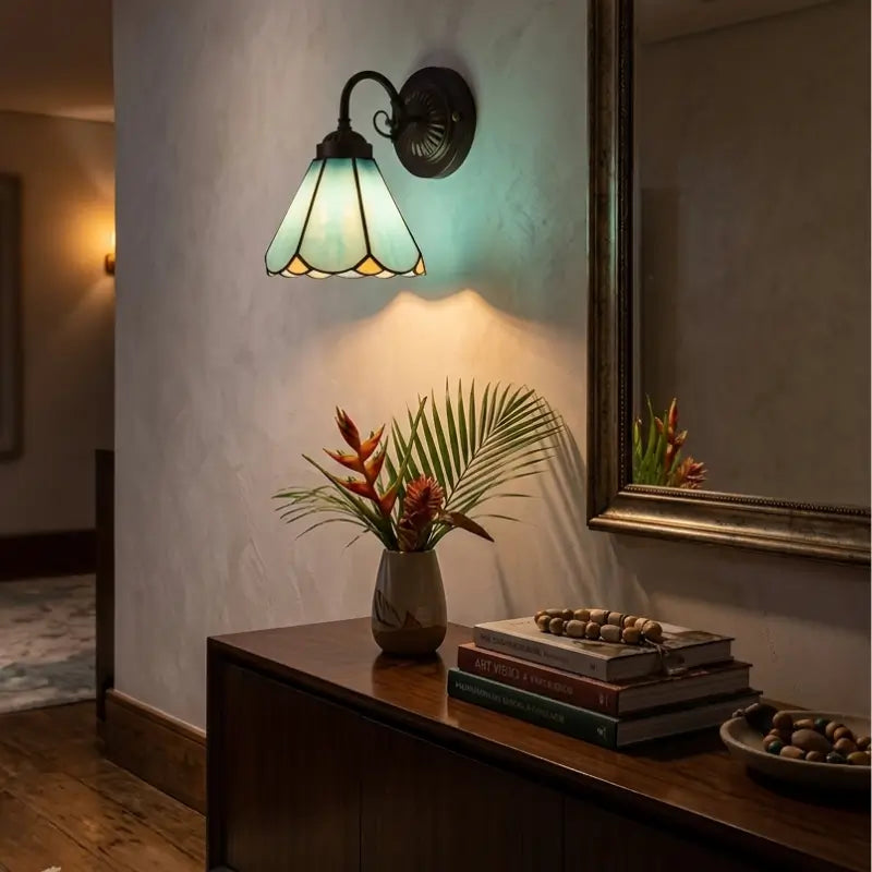 Arandela de Parede Estilo Tiffany Vidro Sextavado Europeia - IIúmine Decor