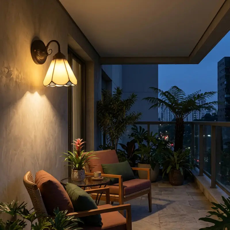 Arandela de Parede Estilo Tiffany Vidro Sextavado Europeia - IIúmine Decor