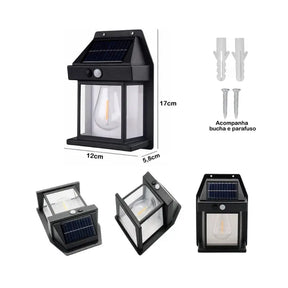 Arandela de Parede Externa Solar LED com Sensor de Movimento - Ilúmine Decor