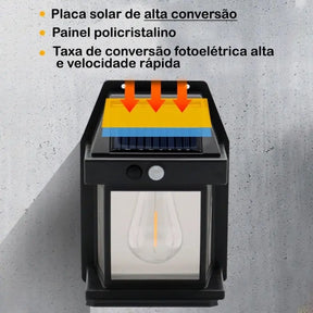 Arandela de Parede Externa Solar LED com Sensor de Movimento - Ilúmine Decor