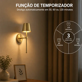 Arandela de Parede LED Retrô Recarregável Sem Fio - Ilúmine Decor