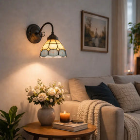 Arandela de Parede Premium Vidro e Metal Estilo Tiffany Vintage - Ilúmine Decor