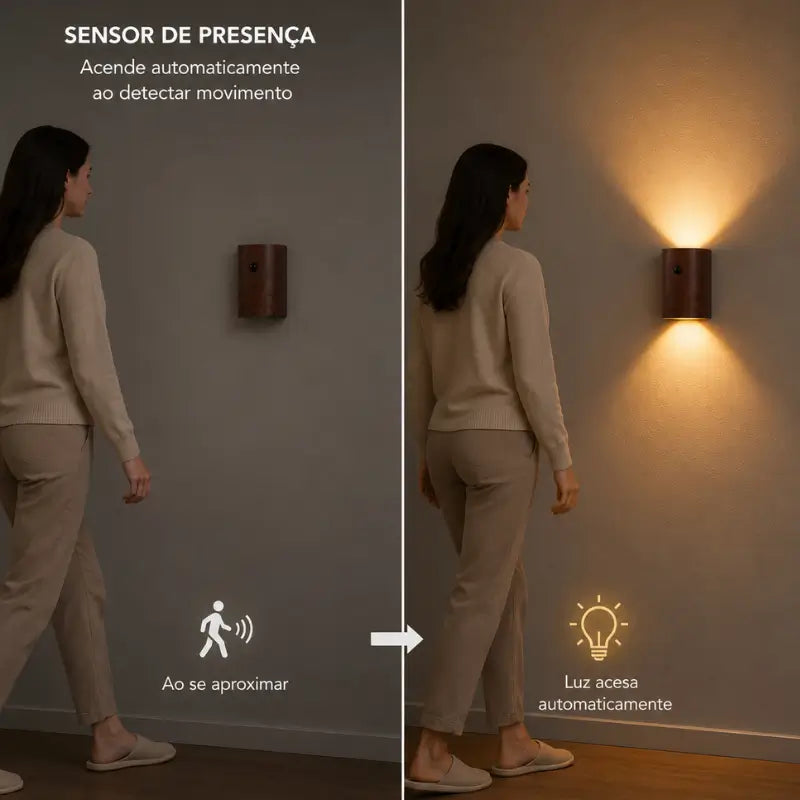 Arandela de Parede Sem Fio Com Sensor de Movimento - Ilúmine Decor