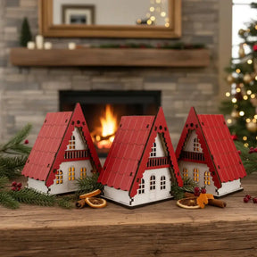 Decoração de Natal Casinhas Decorativas 3 Peças - Ilúmine Decor