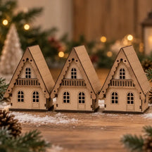 Decoração de Natal Casinhas Decorativas 3 Peças - Ilúmine Decor