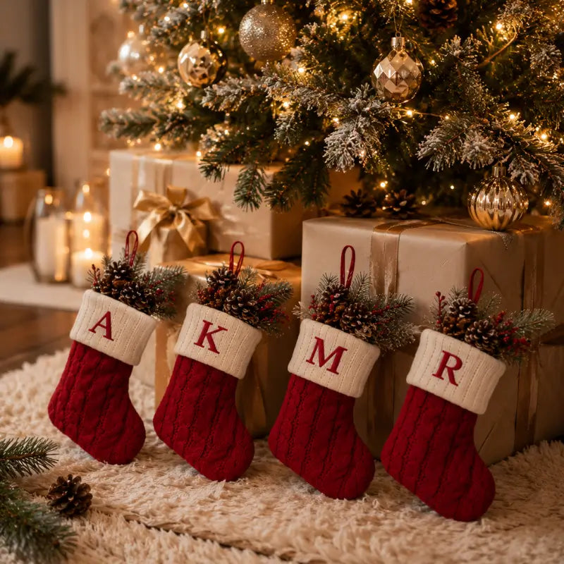 Decoração de Natal Meia com Letra do Alfabeto - Ilúmine Decor