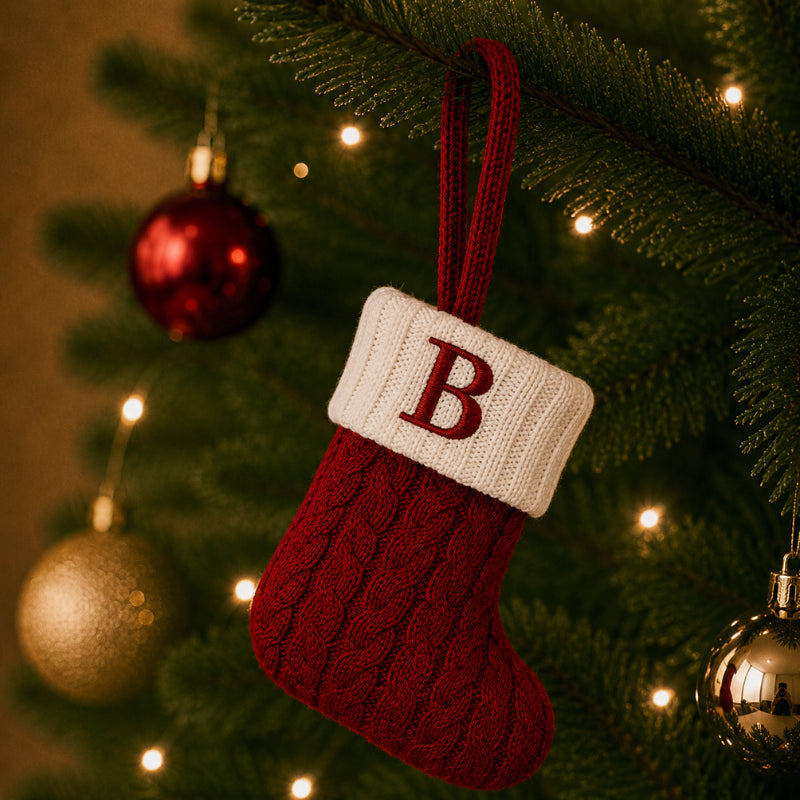 Decoração de Natal Meia com Letra do Alfabeto - Ilúmine Decor