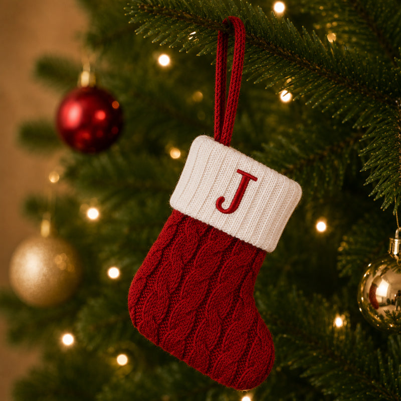 Decoração de Natal Meia com Letra do Alfabeto - Ilúmine Decor