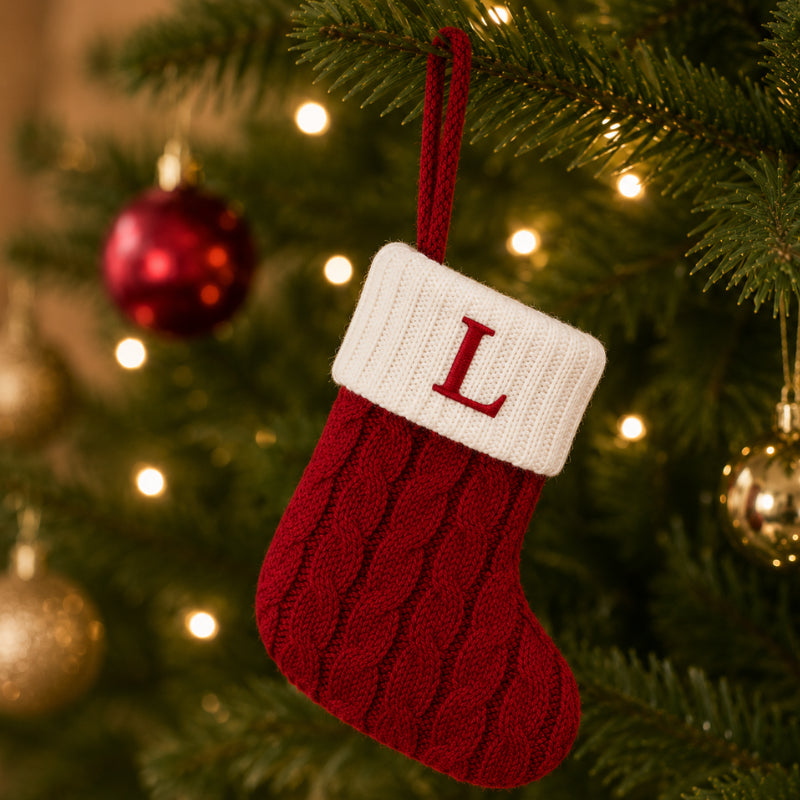Decoração de Natal Meia com Letra do Alfabeto - Ilúmine Decor