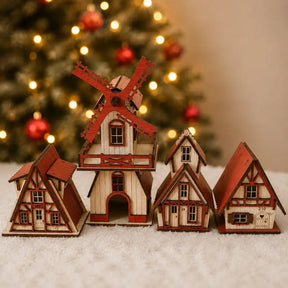 Decoração de Natal Vila completa com 4 Peças - Ilúmine Decor