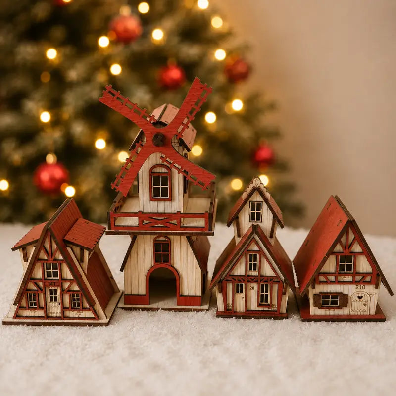 Decoração de Natal Vila completa com 4 Peças - Ilúmine Decor