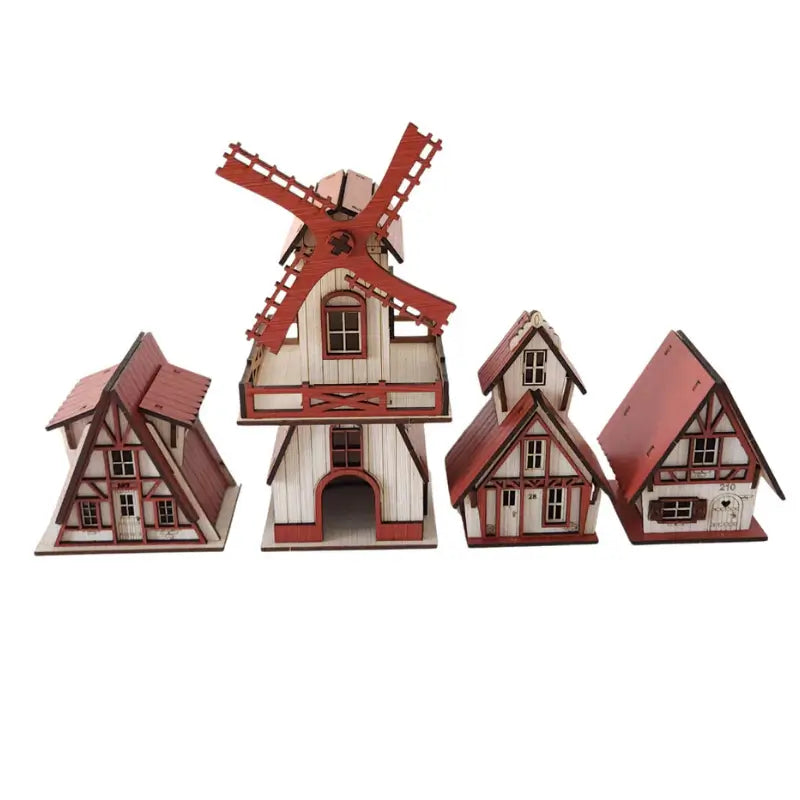 Decoração de Natal Vila completa com 4 Peças - Ilúmine Decor
