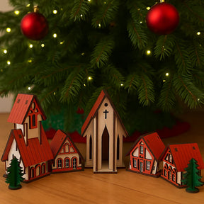 Decoração de Natal Vila de casas 5 peças - Ilúmine Decor
