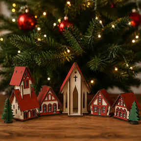 Decoração de Natal Vila de casas 5 peças - Ilúmine Decor