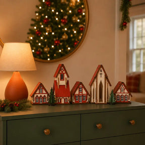 Decoração de Natal Vila de casas 5 peças - Ilúmine Decor