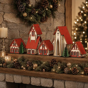 Decoração de Natal Vila de casas 5 peças - Ilúmine Decor