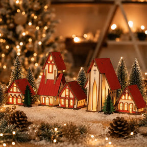 Decoração de Natal Vila de casas 5 peças - Ilúmine Decor