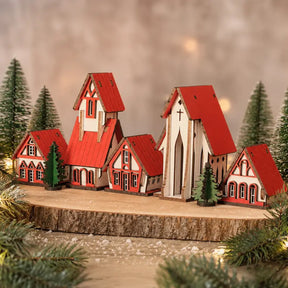 Decoração de Natal Vila de casas 5 peças - Ilúmine Decor