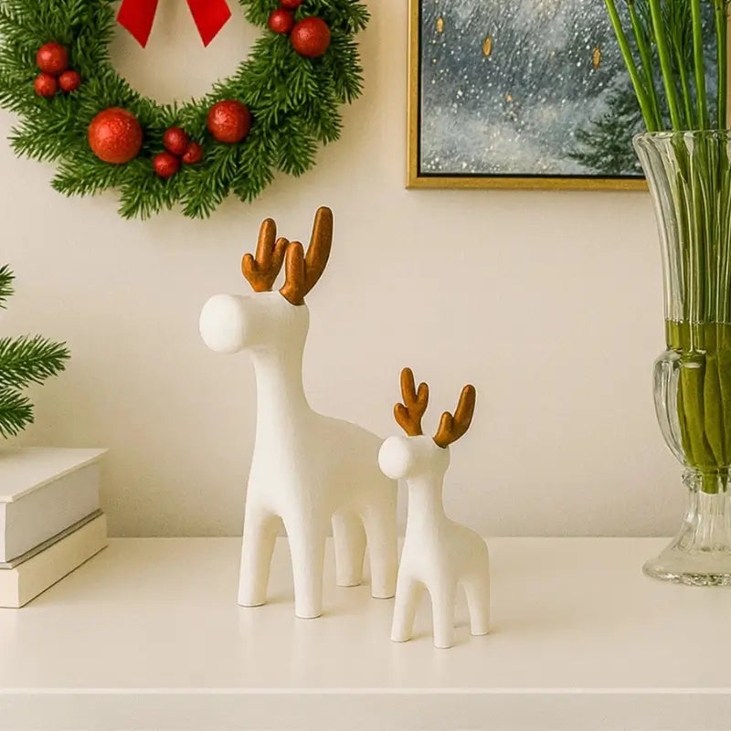 Enfeite de Natal Kit de 2 Renas Minimalistas - Ilúmine Decor